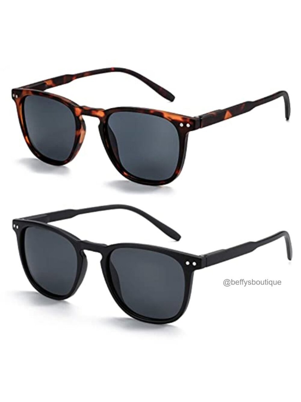 Polarized Sunglasses 2 Pack Retro Round Square UV400 Unisex